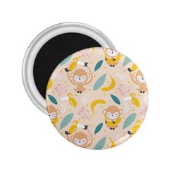 Cute-monkey-banana-seamless-pattern-background 2 25  Magnets by Jancukart