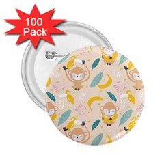 Cute-monkey-banana-seamless-pattern-background 2 25  Buttons (100 Pack) 