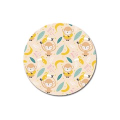 Cute-monkey-banana-seamless-pattern-background Magnet 3  (round) by Jancukart