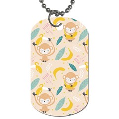 Cute-monkey-banana-seamless-pattern-background Dog Tag (two Sides) by Jancukart