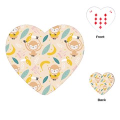 Cute-monkey-banana-seamless-pattern-background Playing Cards Single Design (heart)