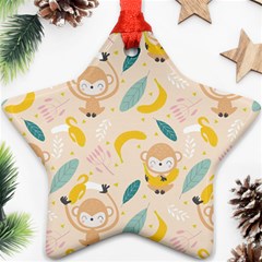 Cute-monkey-banana-seamless-pattern-background Star Ornament (two Sides)