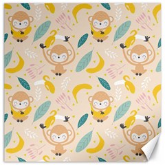 Cute-monkey-banana-seamless-pattern-background Canvas 16  X 16 