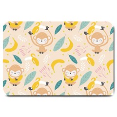 Cute-monkey-banana-seamless-pattern-background Large Doormat  by Jancukart