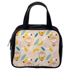 Cute-monkey-banana-seamless-pattern-background Classic Handbag (one Side) by Jancukart