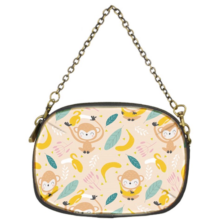 Cute-monkey-banana-seamless-pattern-background Chain Purse (Two Sides)