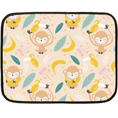 Cute-monkey-banana-seamless-pattern-background Double Sided Fleece Blanket (mini) 