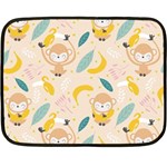 Cute-monkey-banana-seamless-pattern-background Double Sided Fleece Blanket (Mini)  35 x27  Blanket Front