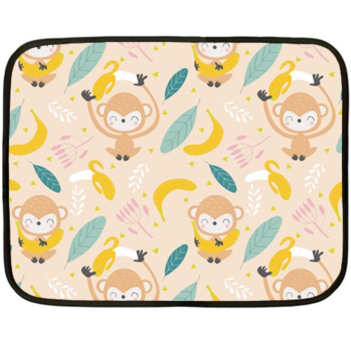 Cute-monkey-banana-seamless-pattern-background Double Sided Fleece Blanket (Mini) 