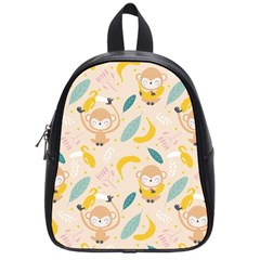 Cute-monkey-banana-seamless-pattern-background School Bag (small)