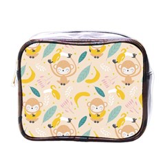 Cute-monkey-banana-seamless-pattern-background Mini Toiletries Bag (one Side) by Jancukart