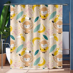 Cute-monkey-banana-seamless-pattern-background Shower Curtain 60  X 72  (medium)  by Jancukart