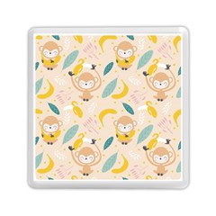 Cute-monkey-banana-seamless-pattern-background Memory Card Reader (square) by Jancukart