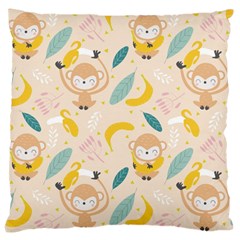 Cute-monkey-banana-seamless-pattern-background Large Cushion Case (two Sides)