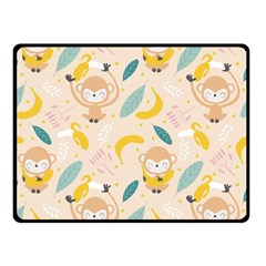 Cute-monkey-banana-seamless-pattern-background Double Sided Fleece Blanket (small)  by Jancukart