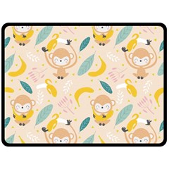 Cute-monkey-banana-seamless-pattern-background Double Sided Fleece Blanket (large) 