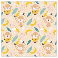 Cute-monkey-banana-seamless-pattern-background Lightweight Scarf  by Jancukart