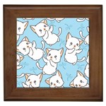 Seamless-little-cat-dragonfly-pattern Framed Tile Front