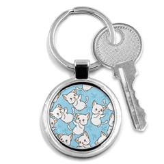 Seamless-little-cat-dragonfly-pattern Key Chain (round) by Jancukart