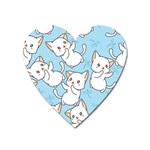 Seamless-little-cat-dragonfly-pattern Heart Magnet Front