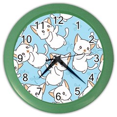 Seamless-little-cat-dragonfly-pattern Color Wall Clock