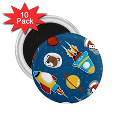 Seamless-pattern-vector-with-spacecraft-funny-animals-astronaut 2 25  Magnets (10 Pack)  by Jancukart