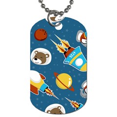 Seamless-pattern-vector-with-spacecraft-funny-animals-astronaut Dog Tag (one Side) by Jancukart