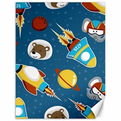 Seamless-pattern-vector-with-spacecraft-funny-animals-astronaut Canvas 12  X 16 