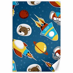 Seamless-pattern-vector-with-spacecraft-funny-animals-astronaut Canvas 12  X 18  by Jancukart