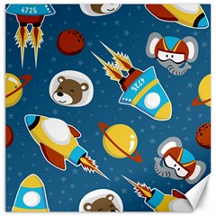 Seamless-pattern-vector-with-spacecraft-funny-animals-astronaut Canvas 20  X 20  by Jancukart