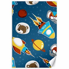 Seamless-pattern-vector-with-spacecraft-funny-animals-astronaut Canvas 24  X 36  by Jancukart