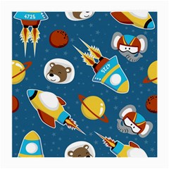 Seamless-pattern-vector-with-spacecraft-funny-animals-astronaut Medium Glasses Cloth by Jancukart