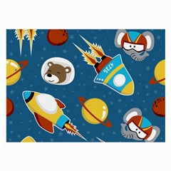 Seamless-pattern-vector-with-spacecraft-funny-animals-astronaut Large Glasses Cloth by Jancukart