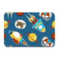 Seamless-pattern-vector-with-spacecraft-funny-animals-astronaut Plate Mats