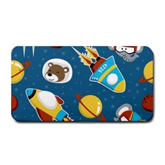 Seamless-pattern-vector-with-spacecraft-funny-animals-astronaut Medium Bar Mats by Jancukart