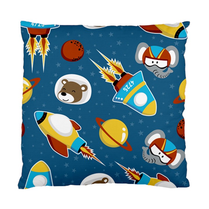 Seamless-pattern-vector-with-spacecraft-funny-animals-astronaut Standard Cushion Case (Two Sides)