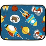 Seamless-pattern-vector-with-spacecraft-funny-animals-astronaut Fleece Blanket (Mini) 35 x27  Blanket