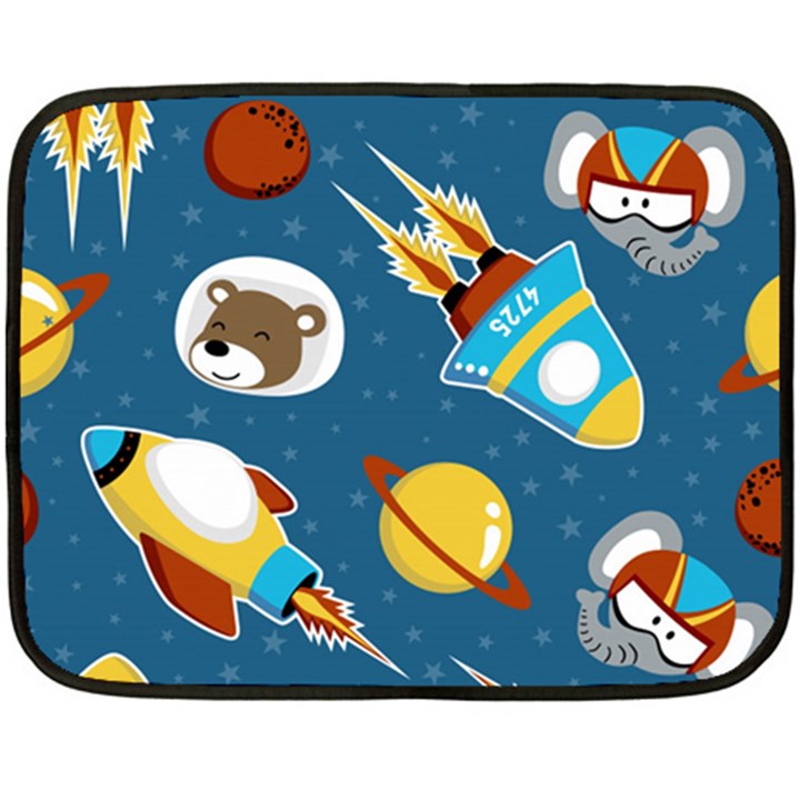 Seamless-pattern-vector-with-spacecraft-funny-animals-astronaut Fleece Blanket (Mini)