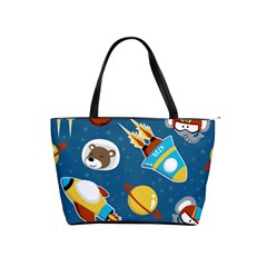 Seamless-pattern-vector-with-spacecraft-funny-animals-astronaut Classic Shoulder Handbag by Jancukart