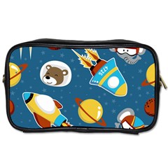 Seamless-pattern-vector-with-spacecraft-funny-animals-astronaut Toiletries Bag (two Sides) by Jancukart