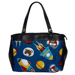 Seamless-pattern-vector-with-spacecraft-funny-animals-astronaut Oversize Office Handbag