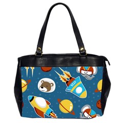 Seamless-pattern-vector-with-spacecraft-funny-animals-astronaut Oversize Office Handbag (2 Sides)