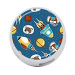 Seamless-pattern-vector-with-spacecraft-funny-animals-astronaut 4-Port USB Hub (One Side) Front