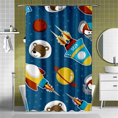 Seamless-pattern-vector-with-spacecraft-funny-animals-astronaut Shower Curtain 48  X 72  (small) 