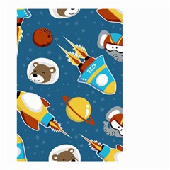 Seamless-pattern-vector-with-spacecraft-funny-animals-astronaut Small Garden Flag (two Sides)