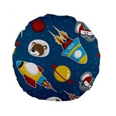 Seamless-pattern-vector-with-spacecraft-funny-animals-astronaut Standard 15  Premium Round Cushions