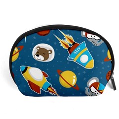 Seamless-pattern-vector-with-spacecraft-funny-animals-astronaut Accessory Pouch (large) by Jancukart