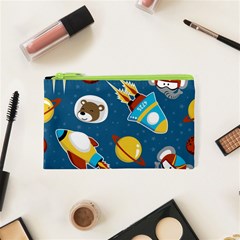 Seamless-pattern-vector-with-spacecraft-funny-animals-astronaut Cosmetic Bag (xs)