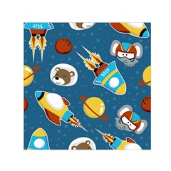 Seamless-pattern-vector-with-spacecraft-funny-animals-astronaut Square Satin Scarf (30  X 30 ) by Jancukart