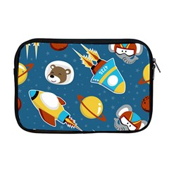 Seamless-pattern-vector-with-spacecraft-funny-animals-astronaut Apple Macbook Pro 17  Zipper Case by Jancukart